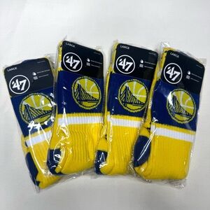 4 Packs of Golden State Warriors Men's Blue and Yellow Athletic Socks